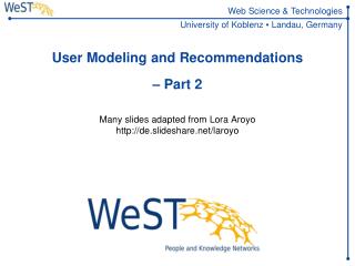 User Modeling and Recommendations – Part 2