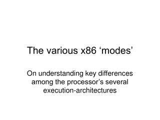 The various x86 ‘modes’