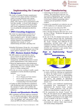 Implementing the Concept of “ Lean ” Manufacturing