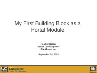 My First Building Block as a Portal Module