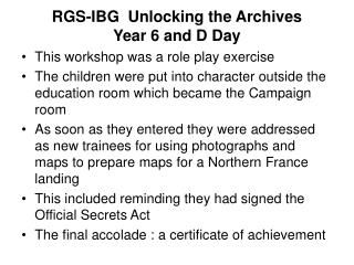 RGS-IBG Unlocking the Archives Year 6 and D Day