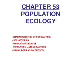 CHAPTER 53 POPULATION ECOLOGY