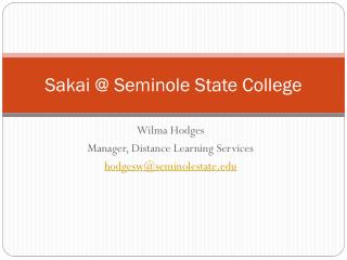 Sakai @ Seminole State College