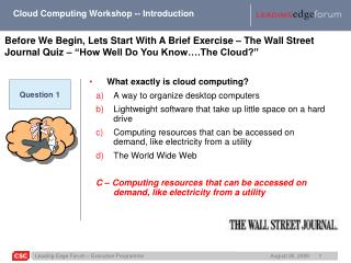 Cloud Computing Workshop -- Introduction