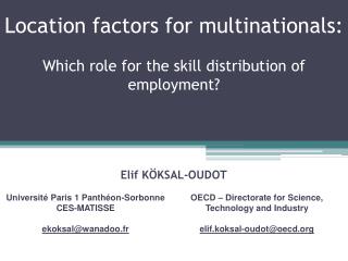 Location factors for multinationals: Which role for the skill distribution of employment?