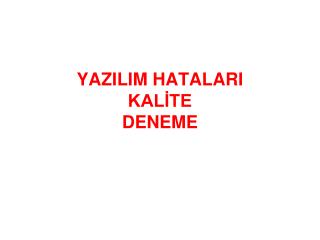 YAZILIM HATALARI KALİTE DENEME