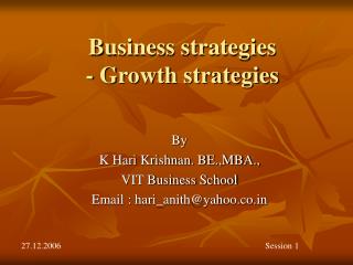 Business strategies - Growth strategies