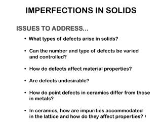 IMPERFECTIONS IN SOLIDS