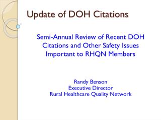 Update of DOH Citations