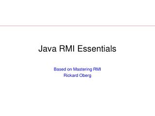 Java RMI Essentials