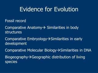 Evidence for Evolution