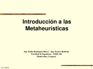 Introducción a las Metaheurísticas