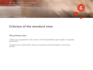 Criticism of the standard view