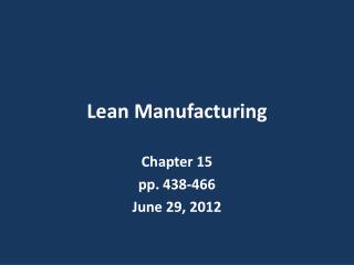 Lean Manufacturing