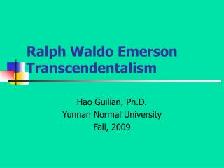 Ralph Waldo Emerson Transcendentalism