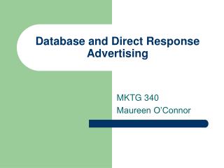 Database and Direct Response Advertising