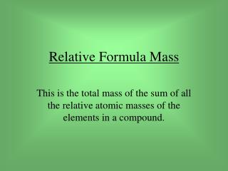 Relative Formula Mass