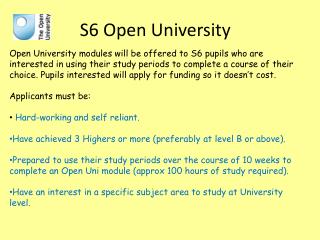 S6 Open University