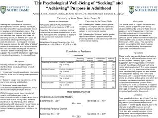 The Psychological Well-Being of “Seeking” and “Achieving” Purpose in Adulthood