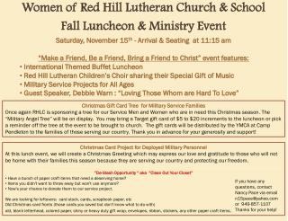 Women of Red Hill Lutheran Church &amp; School Fall Luncheon &amp; Ministry Event