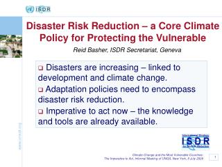 Disaster Risk Reduction – a Core Climate Policy for Protecting the Vulnerable