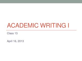 Academic writing i