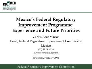 Mexico’s Federal Regulatory Improvement Programme: Experience and Future Priorities