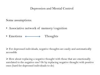Depression and Mental Control