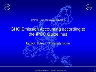 CAPRI-Training Session 2004/II GHG Emission Accounting according to the IPCC Guidelines
