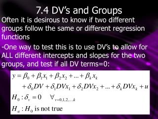 7.4 DV’s and Groups