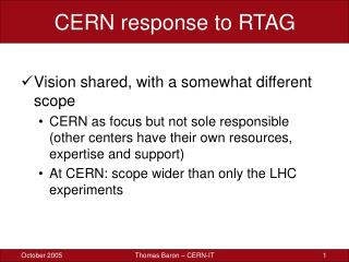 CERN response to RTAG