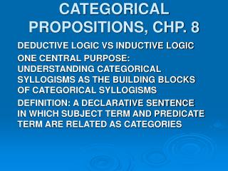 CATEGORICAL PROPOSITIONS, CHP. 8