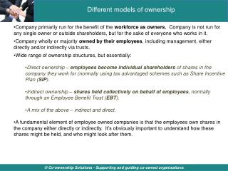 Different models of ownership