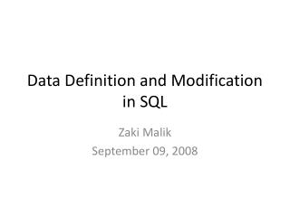 Data Definition and Modification in SQL