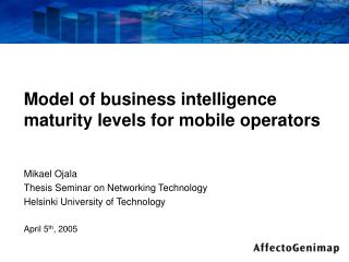 Model of business intelligence maturity levels for mobile operators