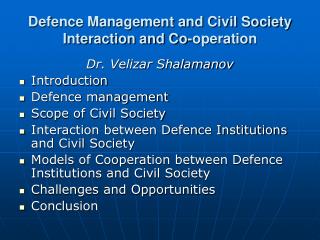 Defence Management and Civil Society Interaction and Co-operation