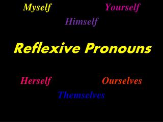 Myself Yourself Himself Reflexive Pronouns Herself Ourselves Themselves