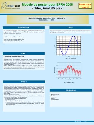 Modèle de poster pour EPRA 2008 &lt; Titre, Arial, 85 pts&gt;