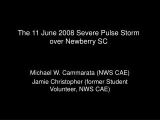 The 11 June 2008 Severe Pulse Storm over Newberry SC