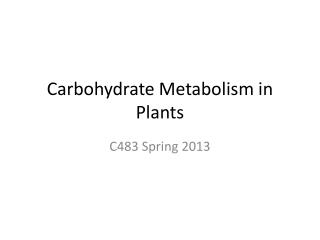 Carbohydrate Metabolism in Plants