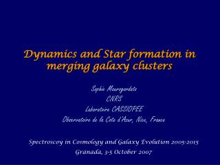 Dynamics and Star formation in merging galaxy clusters