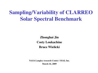 Sampling/Variability of CLARREO Solar Spectral Benchmark