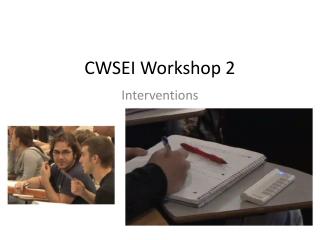 CWSEI Workshop 2