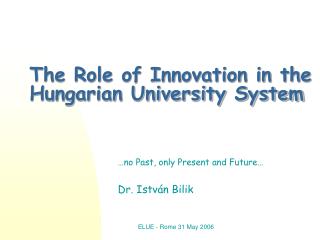 The Role of Innovation in the Hungarian University System