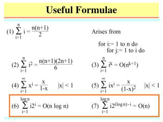 Useful Formulae