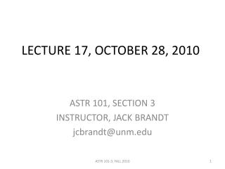LECTURE 17, OCTOBER 28, 2010