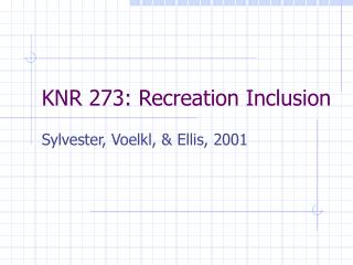 KNR 273: Recreation Inclusion