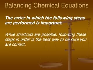 Balancing Chemical Equations