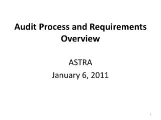 Audit Process and Requirements Overview