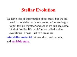 Stellar Evolution